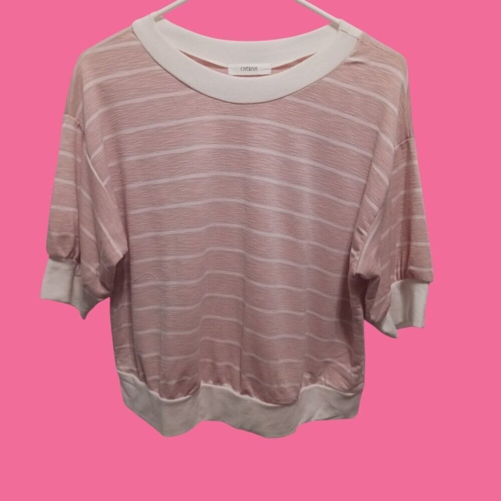 Cherish Pink & White Striped Womens Top size medium